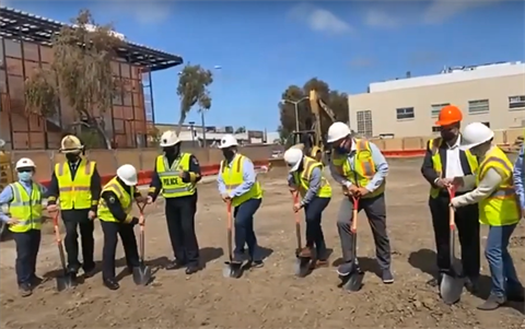 Elected officials, City staff, and construction and project teams break ground at the site of the Public Safety Building