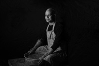 Don Katz, artist portrait photograph Photograph of Don Katz sitting at a pottery wheel