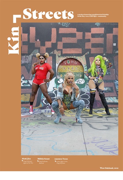 Nicki, Militia, Amoura (West Oakland), 2020, by Marcel Pardo Ariza Nicki, Militia, Amoura (West Oakland) by Marcel Pardo Ariza: a poster showing three people posing outdoors