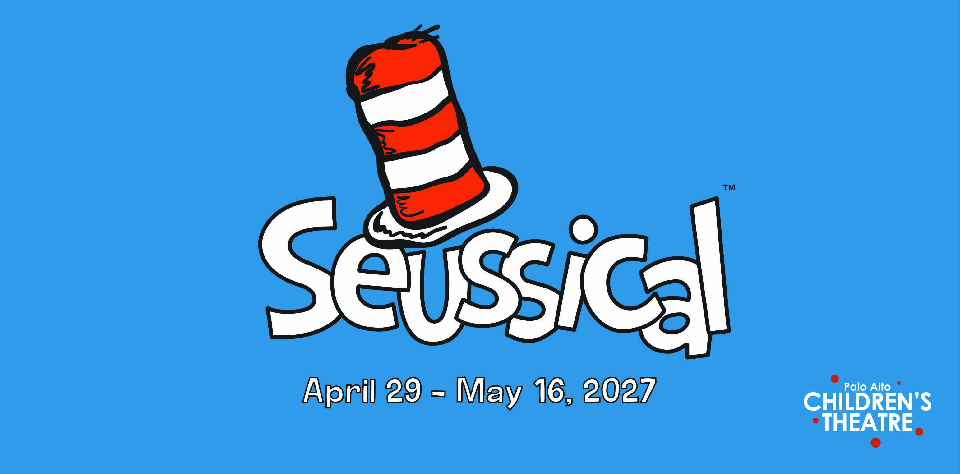 Seussical title with a red and white hat on top