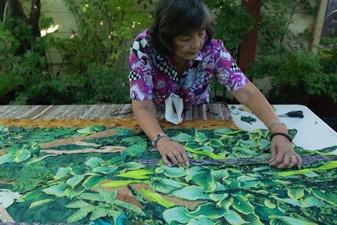 Quitling basics workshop - shown here artist May Gaspay