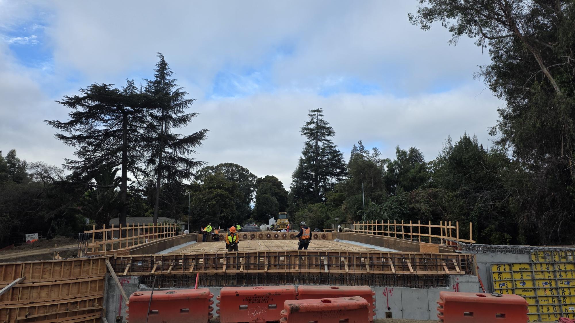 Bridge deck construction crew