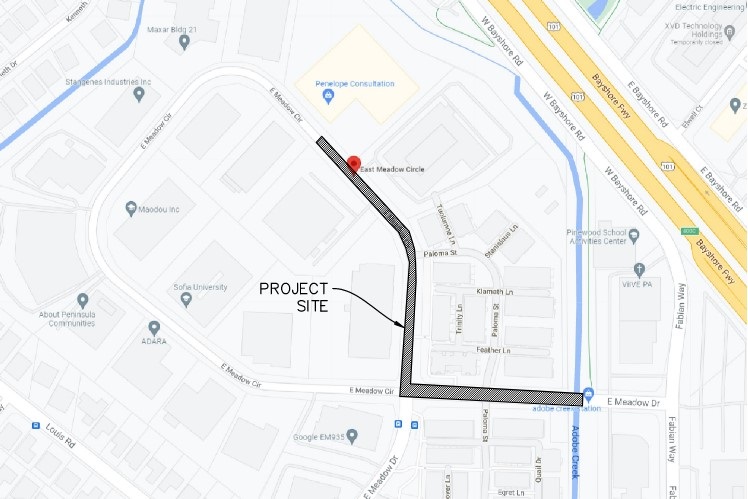 map of project site at e meadow cir and e meadow dr