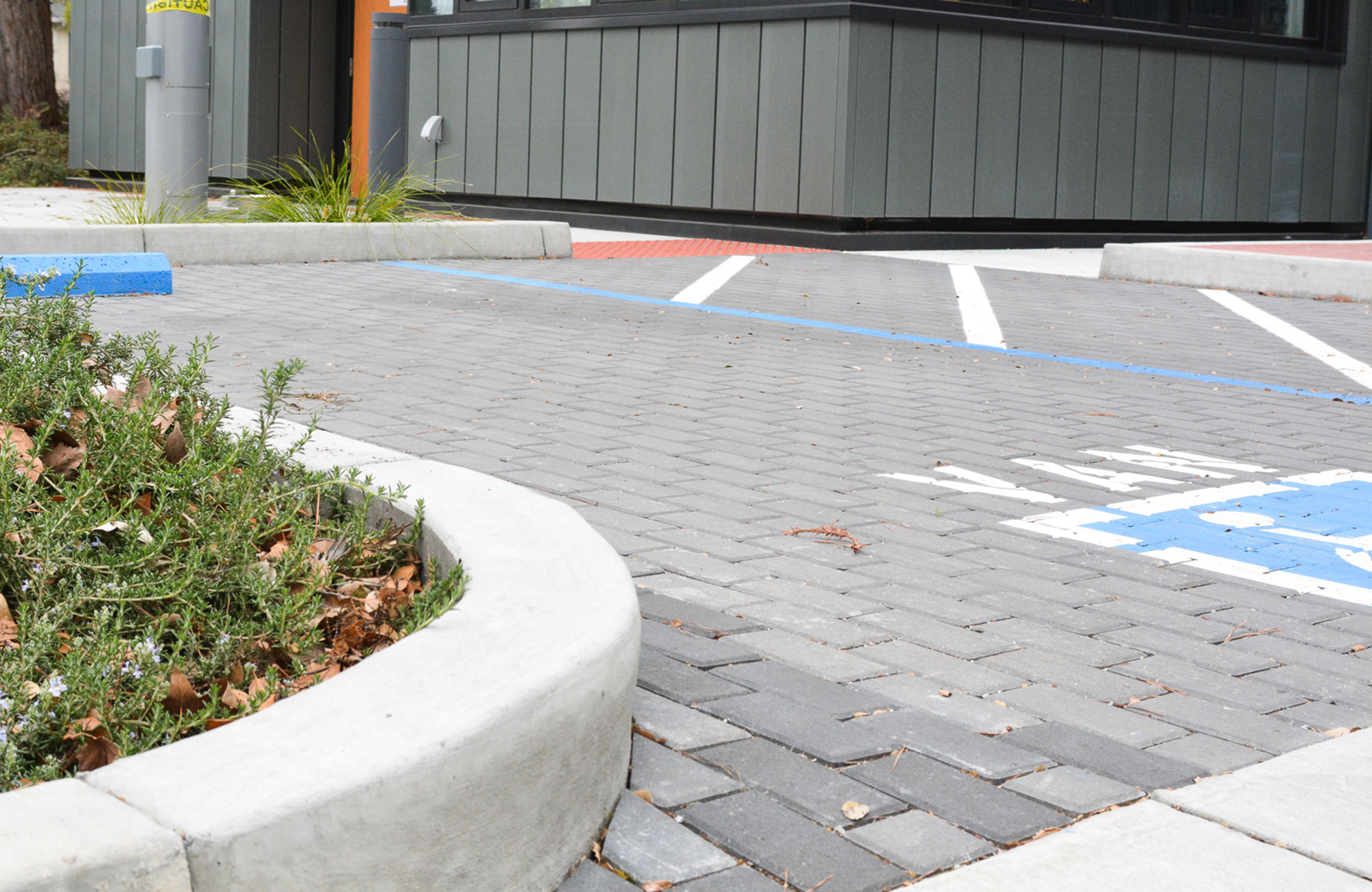 Pervious pavement in parking lot
