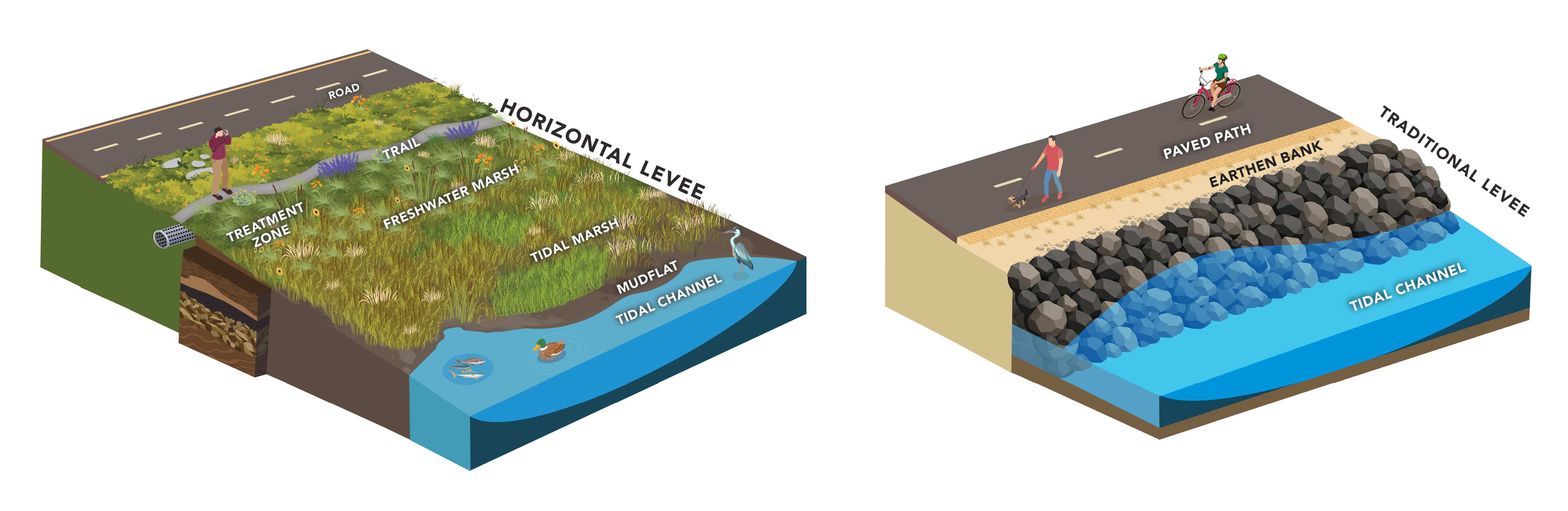 Horizontal versus Traditional Levee Diagrams