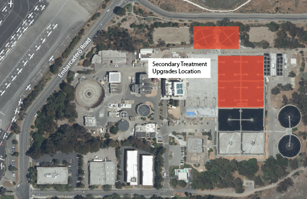Map showing Secondary Treatment Upgrades location