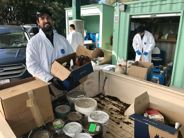HHW Station crew collecting hazardous waste