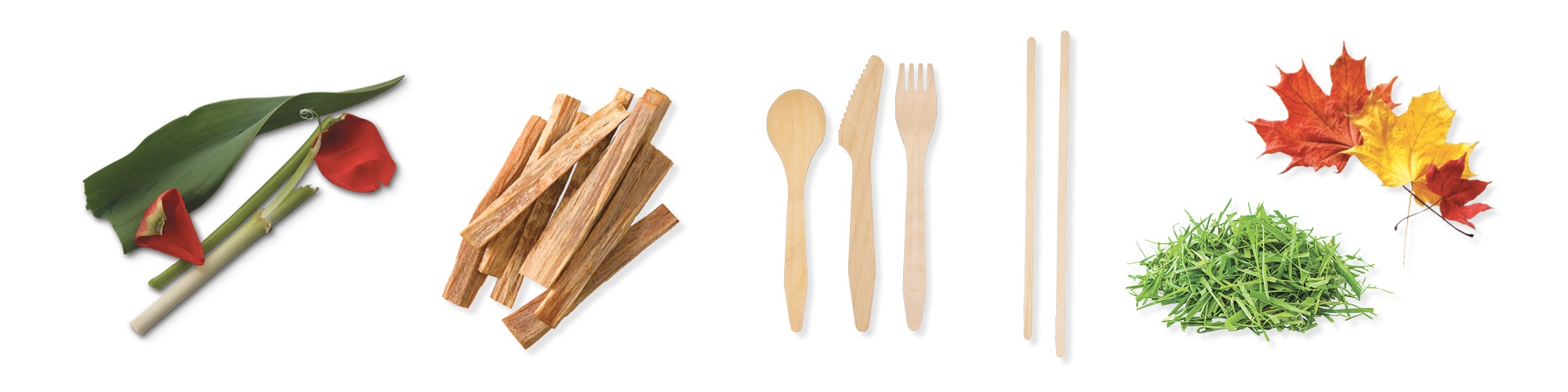 Yard trimmings, clean wood, wood or fiber utensils and chopsticks