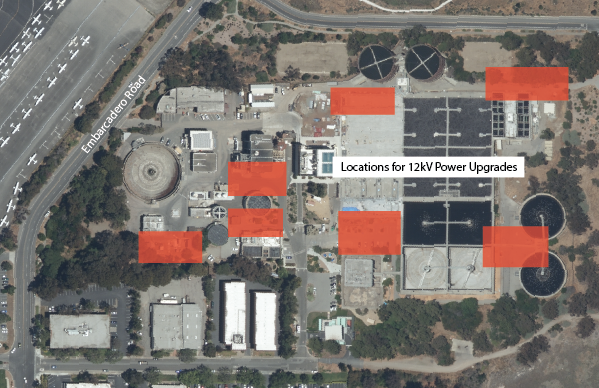 Map showing 12kV Power Upgrades locations