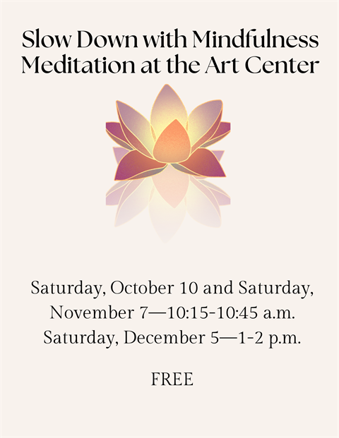 image of a lotus flower with details about mindfulness dates