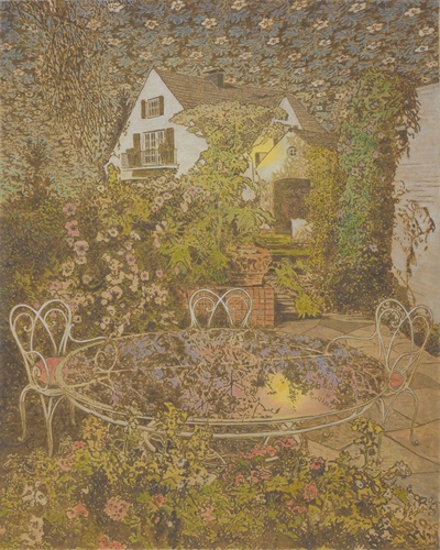 image of garden with house in background