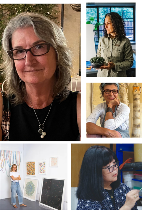 Photo collage with four artists and guest curator