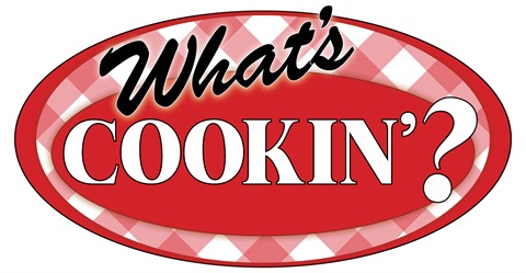 image of text What's Cookin' against gingham background