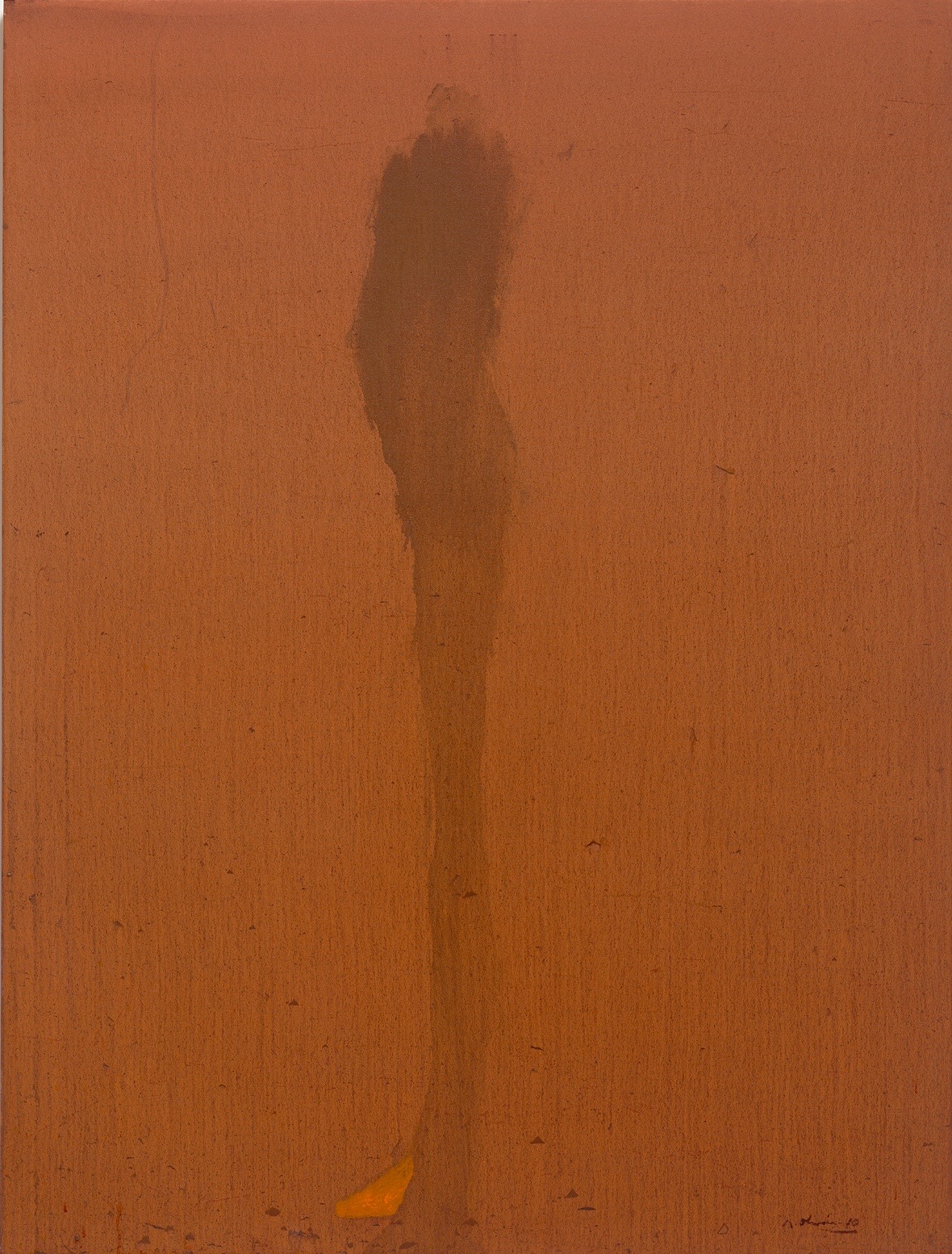 image of painting of solitary figure against a reddish background